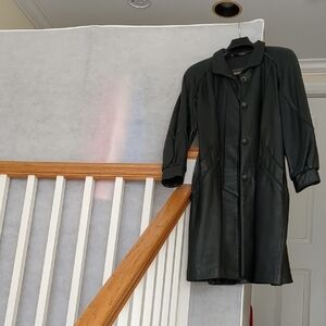 vintage bod and christensen dark dark green Leather Coat made in canada